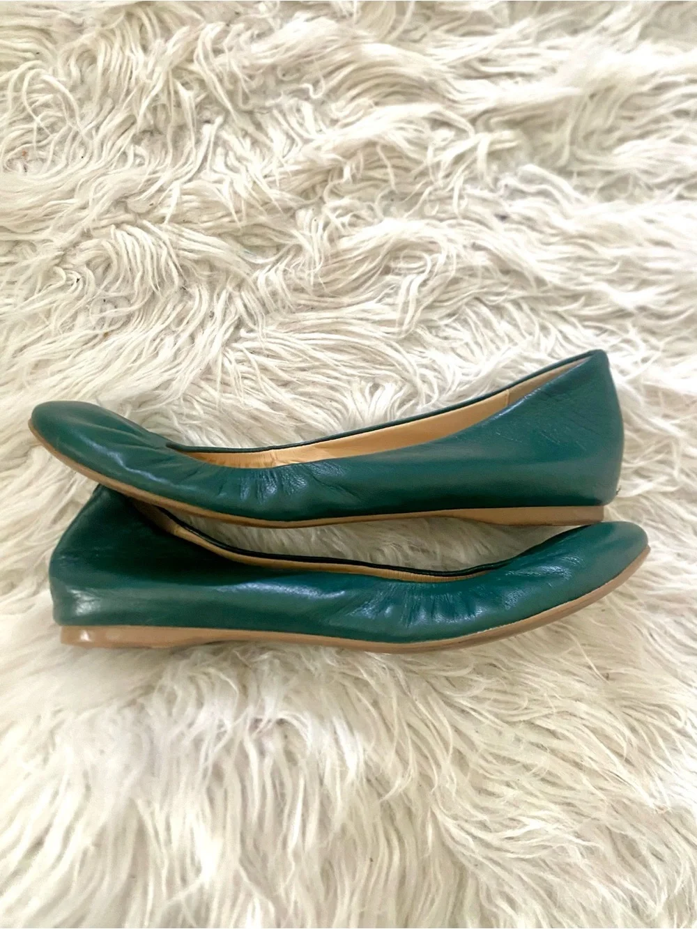 J. Crew Women's Cece Ballet Flat Shoe Size 7 Green Leather Slip On